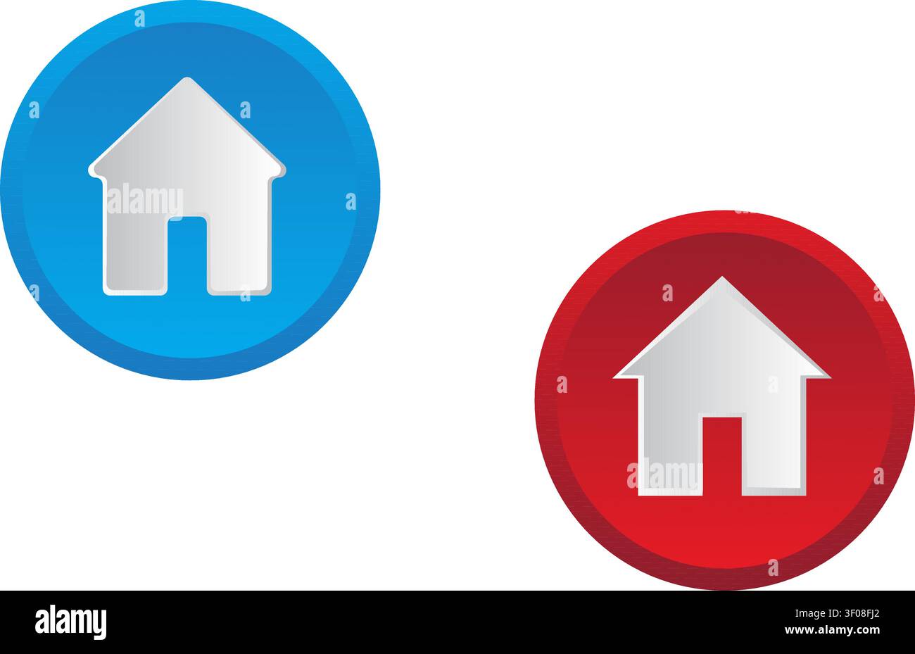 House icon inside blue and red circle flat vector illustration Stock Vector