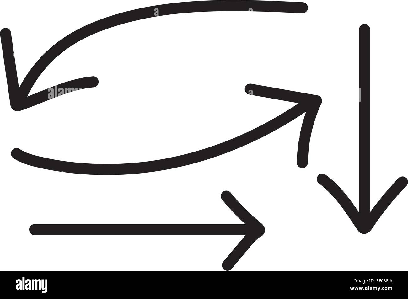 Hand drawn arrows pointing different directions Stock Vector