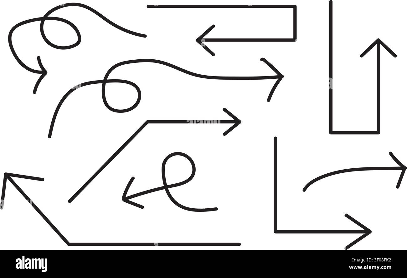 Arrows pointing in different directions on transparent background Stock Vector