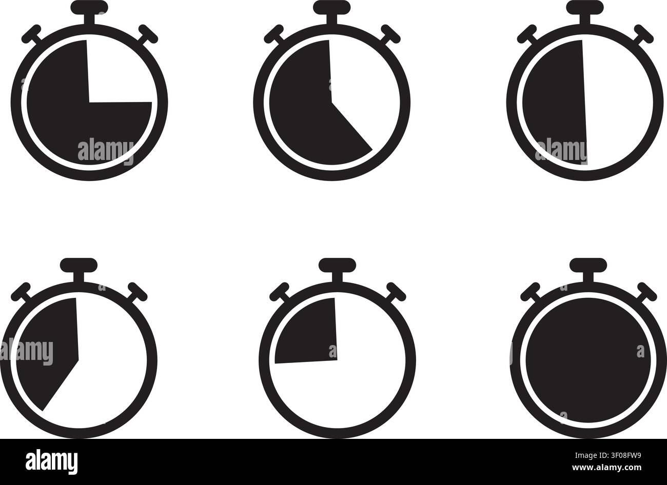 Rotating stopwatch icons Stock Vector