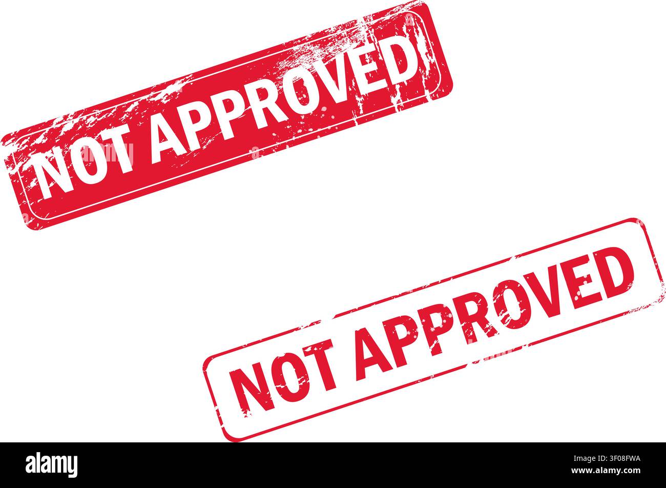 Rejected Stamp Marks on Transparent Background. Stock Vector