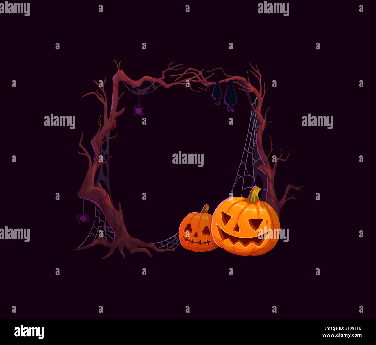 Halloween holiday photo frame with tree branches Stock Vector