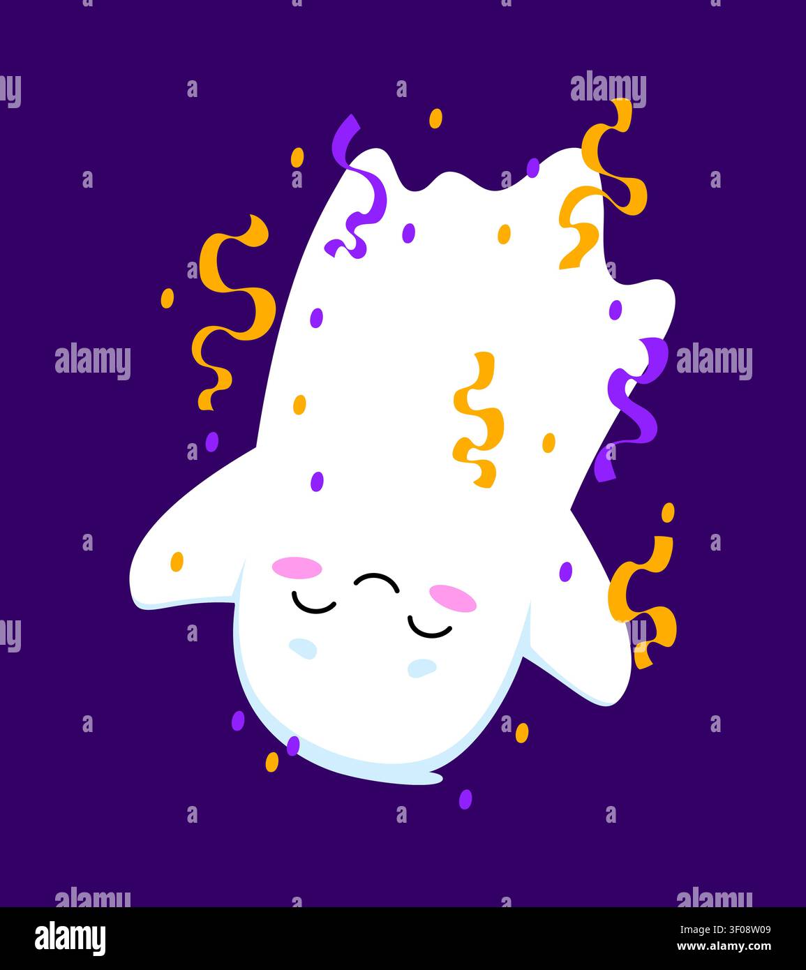 Funny Halloween kawaii ghost hanging upside down Stock Vector