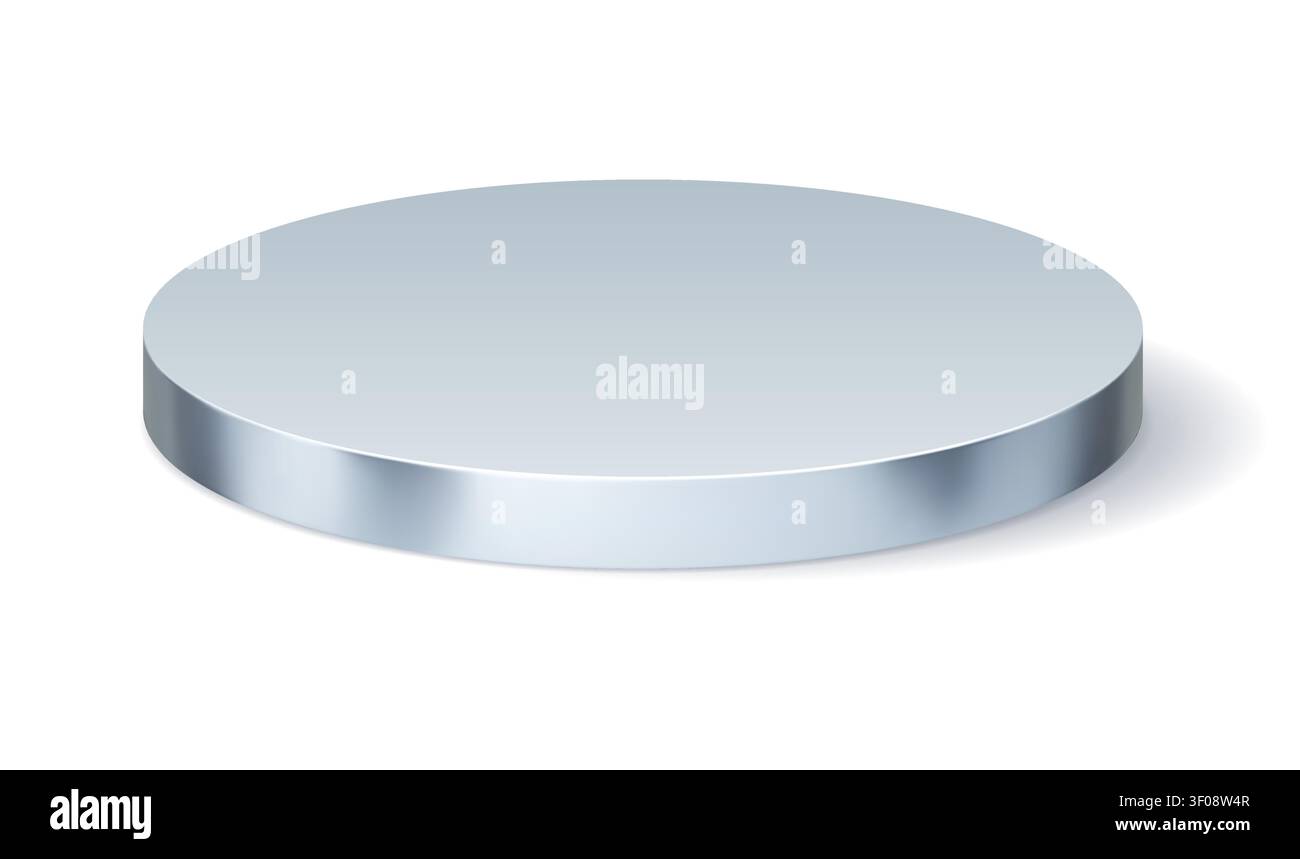 Podium, silver 3D stage platform, display pedestal Stock Vector