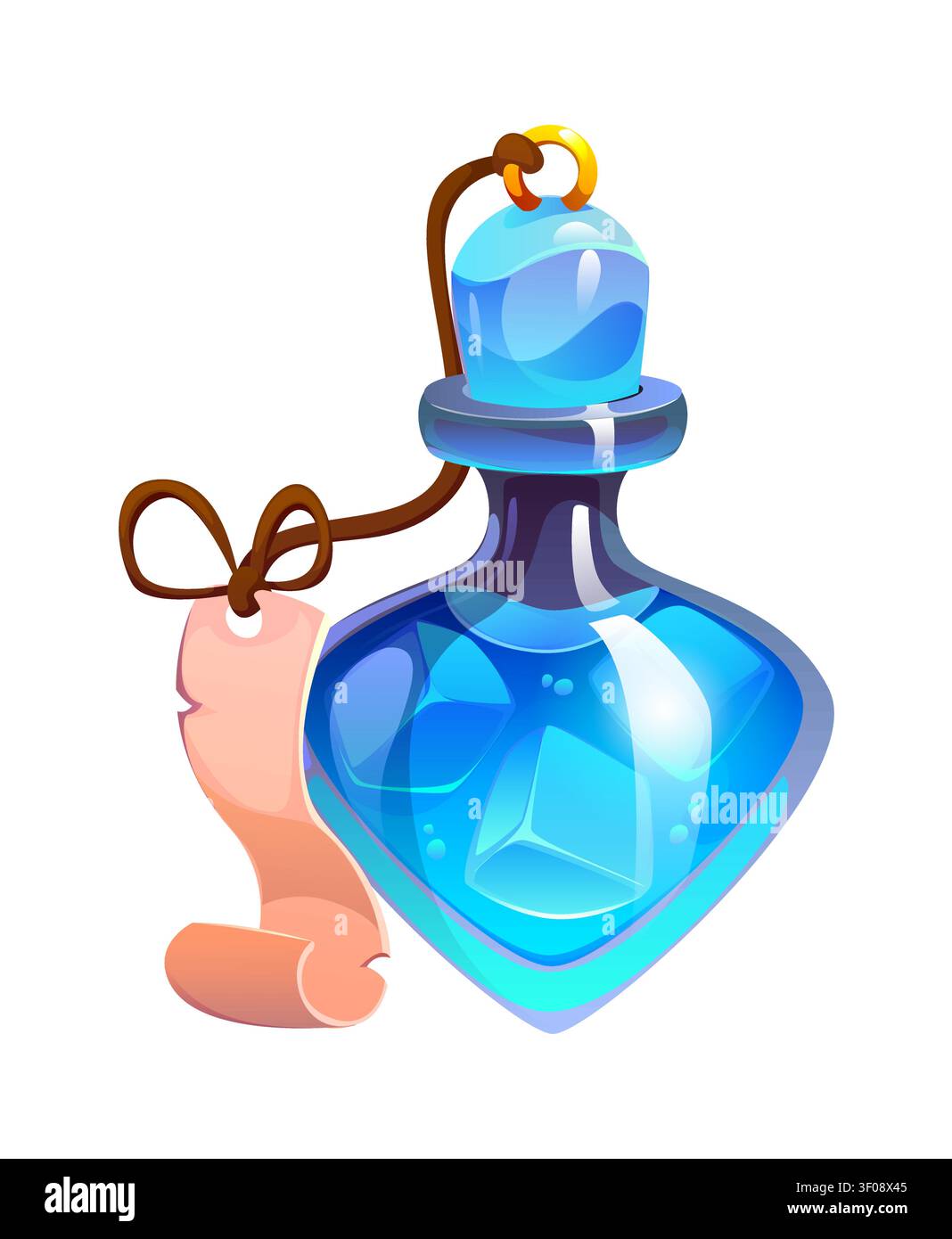 Cartoon magic potion bottle filled blue liquid Stock Vector