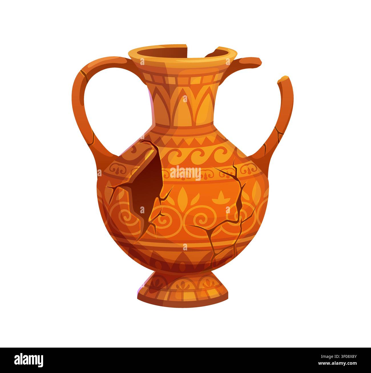 Broken vase, ancient ceramic pot, antique clay jar Stock Vector