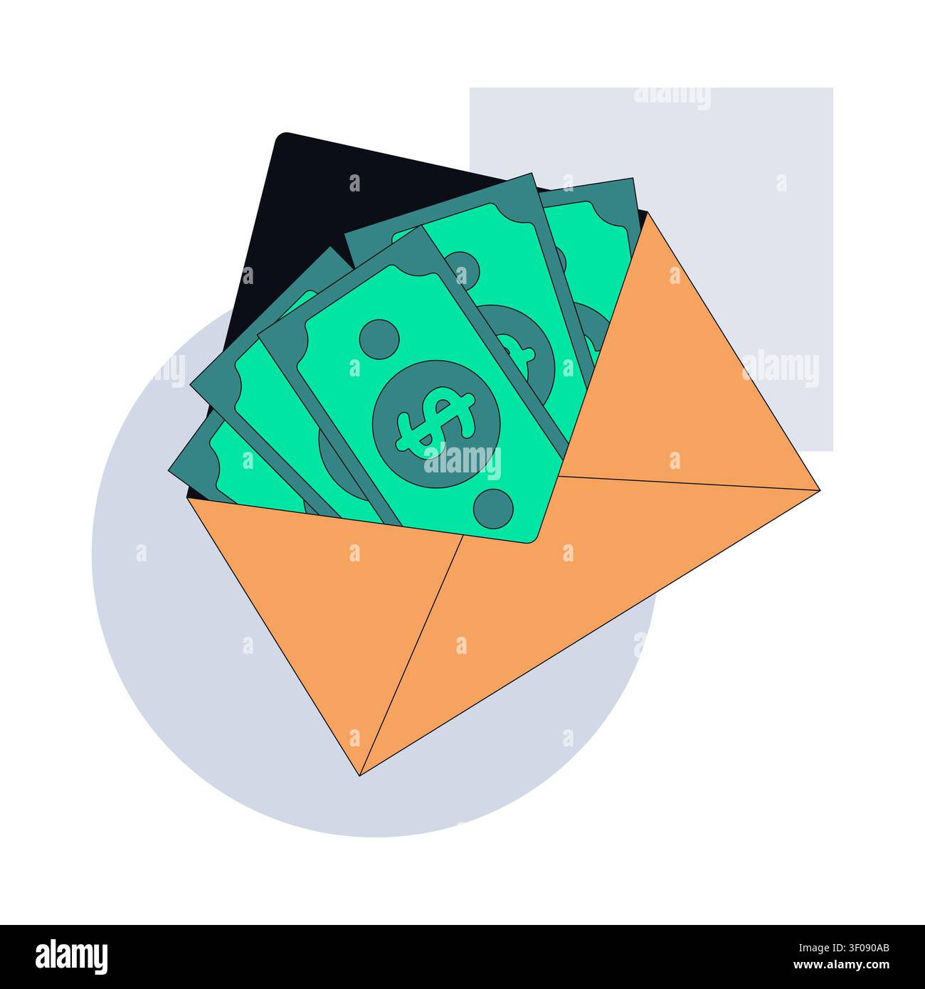 Bribe money in envelope 2D illustration concept Stock Vector