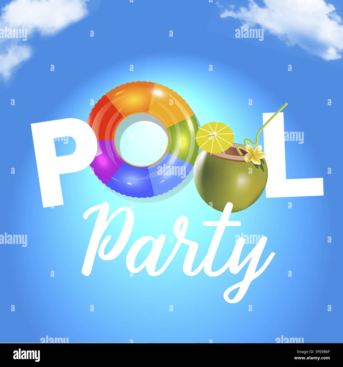 Social poster for pool party with typography Stock Vector