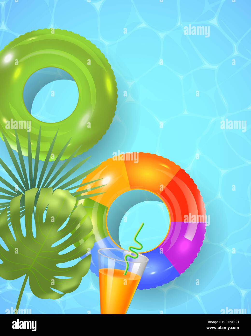 Social banner template for pool party. Copy space Stock Vector