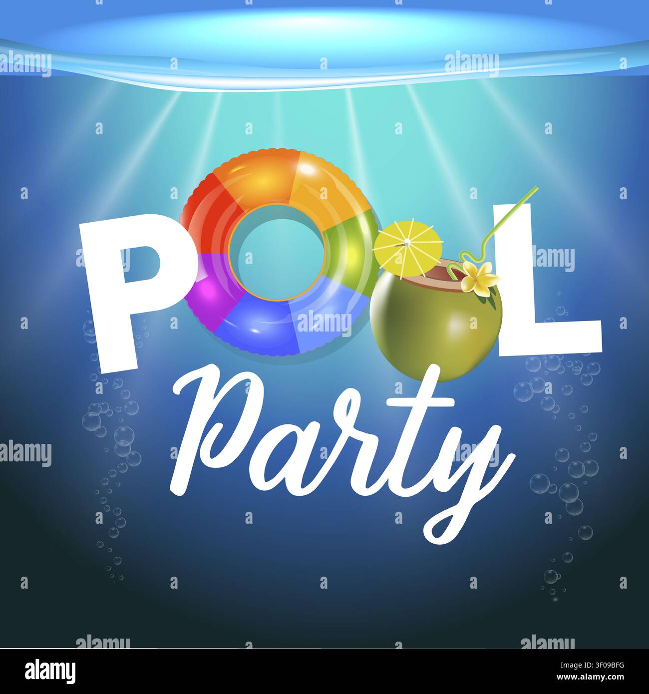 Social poster for pool party with typography Stock Vector