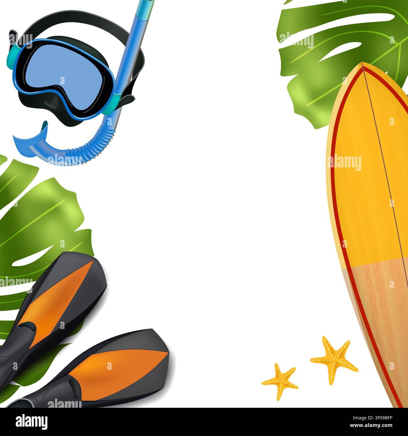 Tropical vacation social post template. Copy space Stock Vector