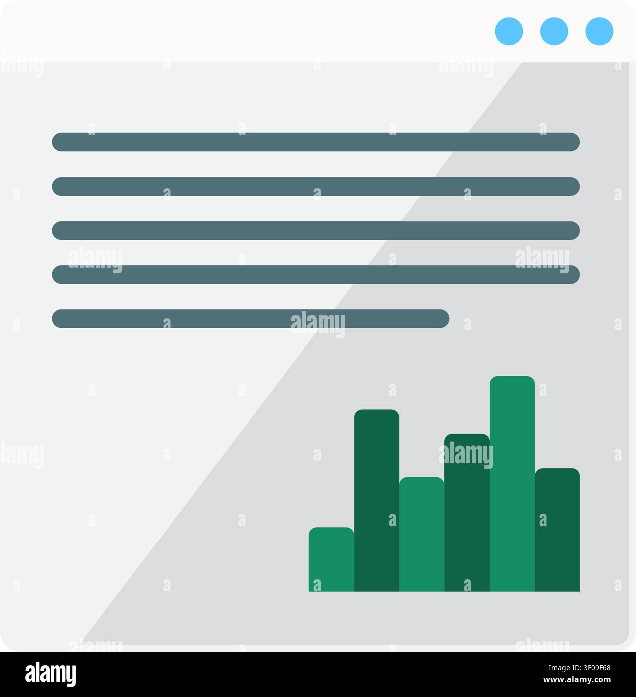 Statistics document icon symbolizing business reporting, financial analysis, performance metrics, data visualization, and analytical documentation Stock Vector