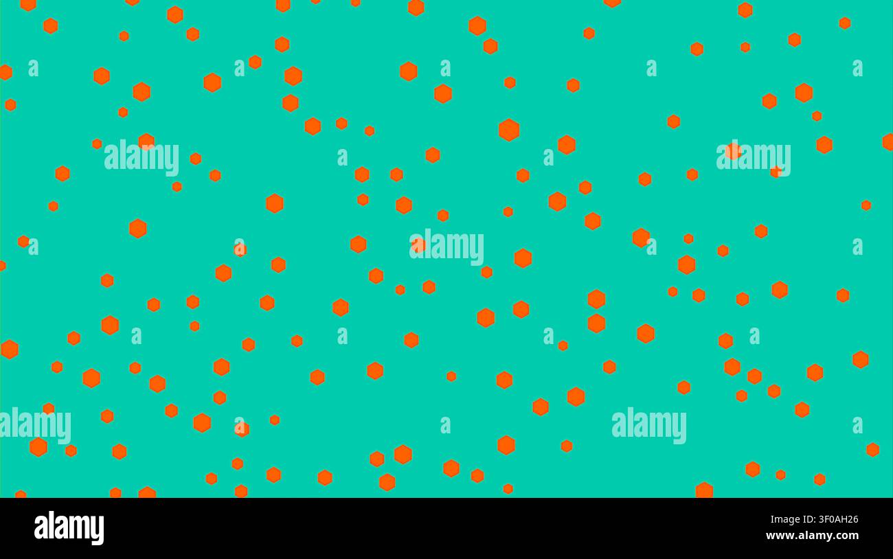 Abstract design with a turquoise background and numerous orange dots, creating a lively and colorful pattern ideal for backgrounds or decorative eleme Stock Photo