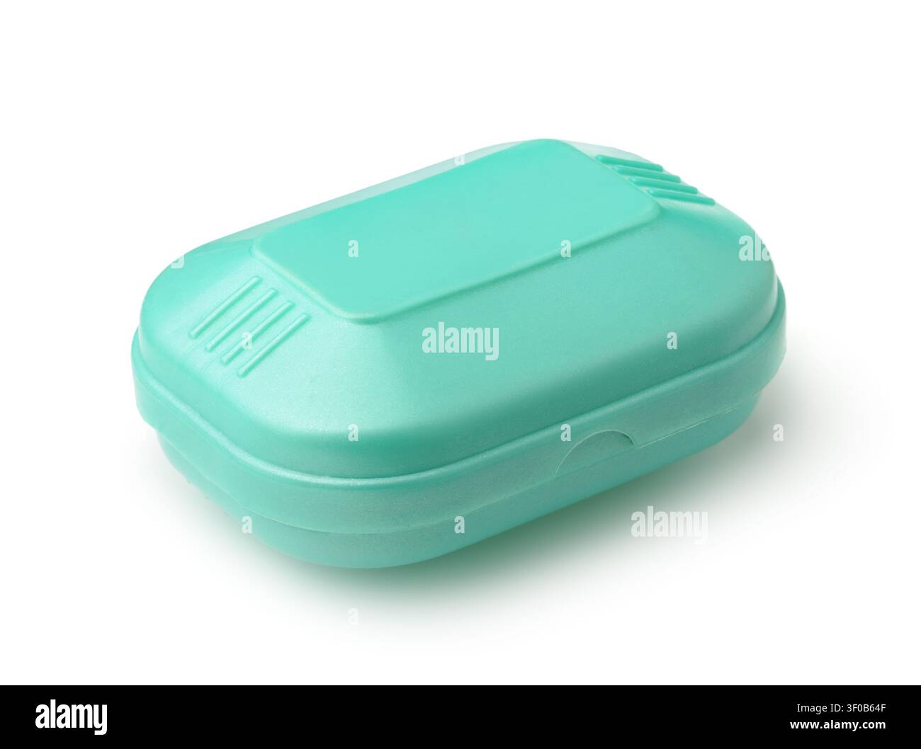 Green plastic soap case isolated on white Stock Photo