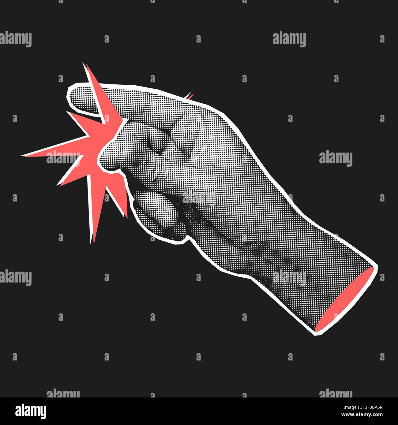 Halftone Hand Snapping Fingers Click Gesture Illustration Stock Vector