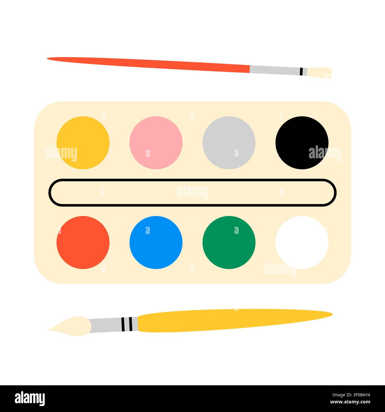 Watercolor paint palette and brushes vector icon Stock Vector