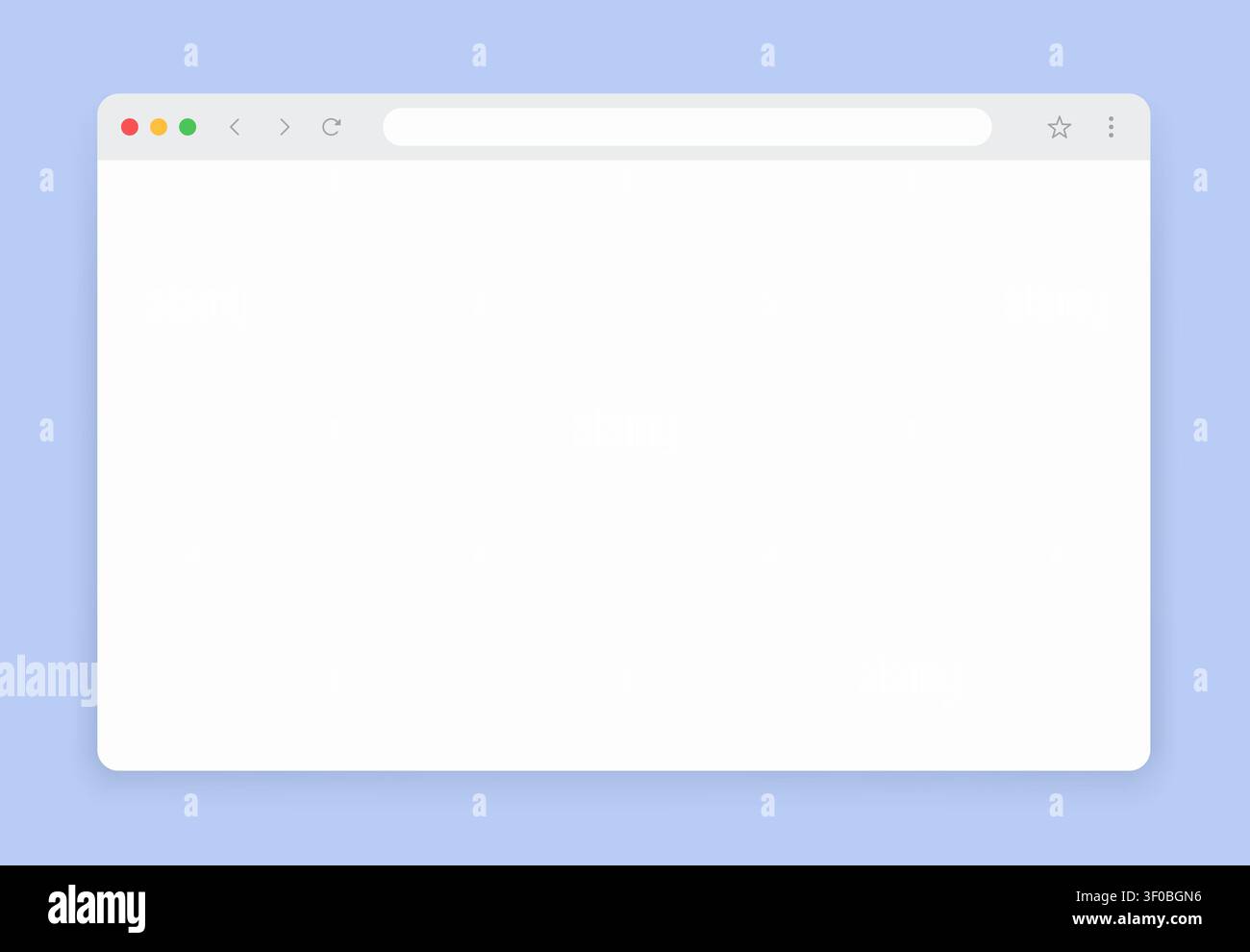 Blank Web Browser Window User Interface Mockup on Blue Background. Vector Illustration Stock Vector