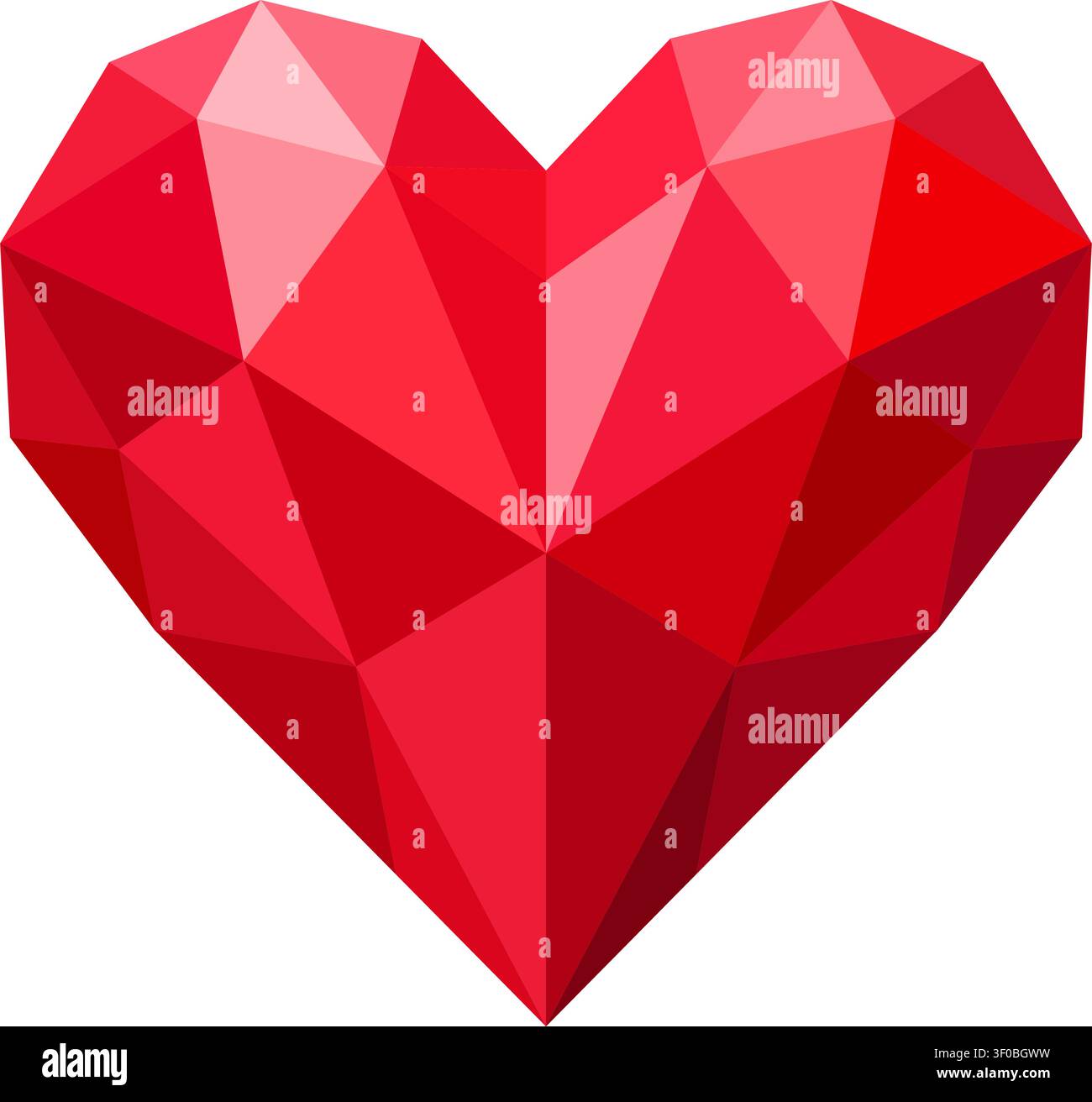 Red Low Poly Geometric Heart Icon, Isolated Vector Illustration Stock Vector