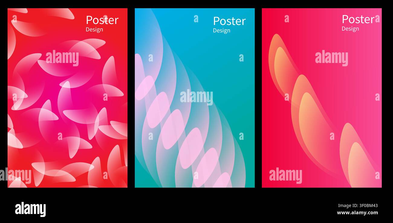 Colorful poster templates with feather designs Stock Vector