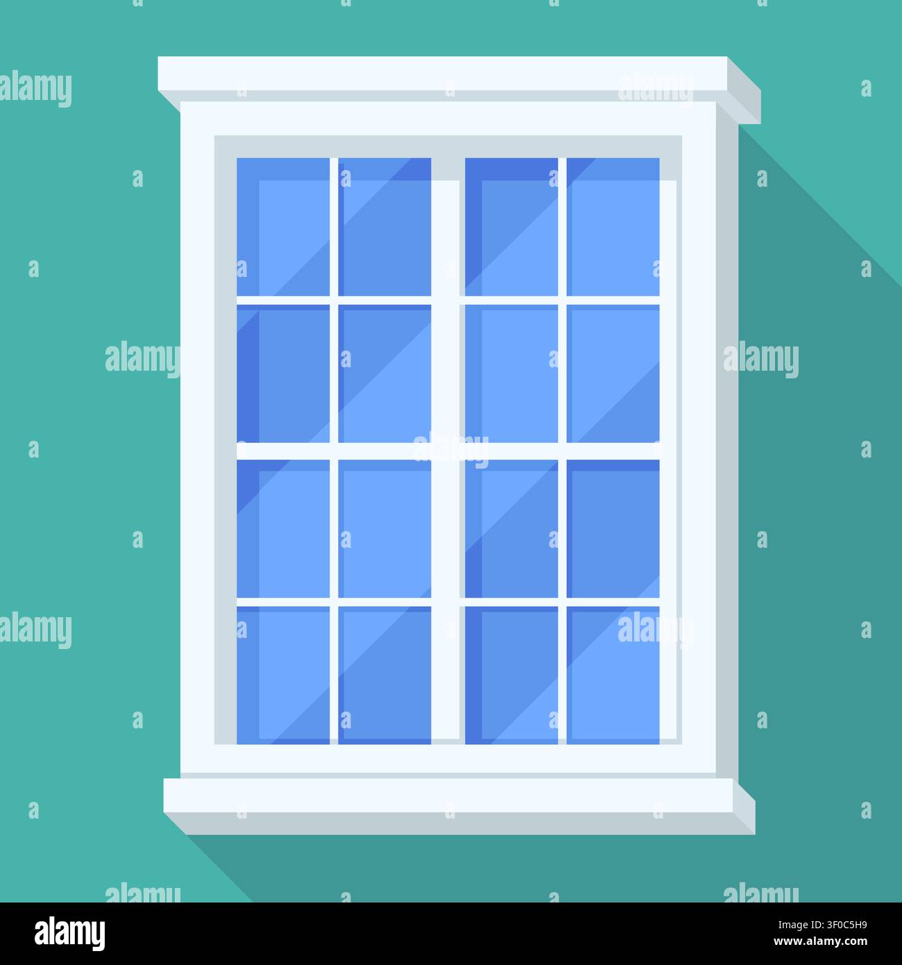White Frame Window Flat Icon on Teal Background Vector Illustration Stock Vector