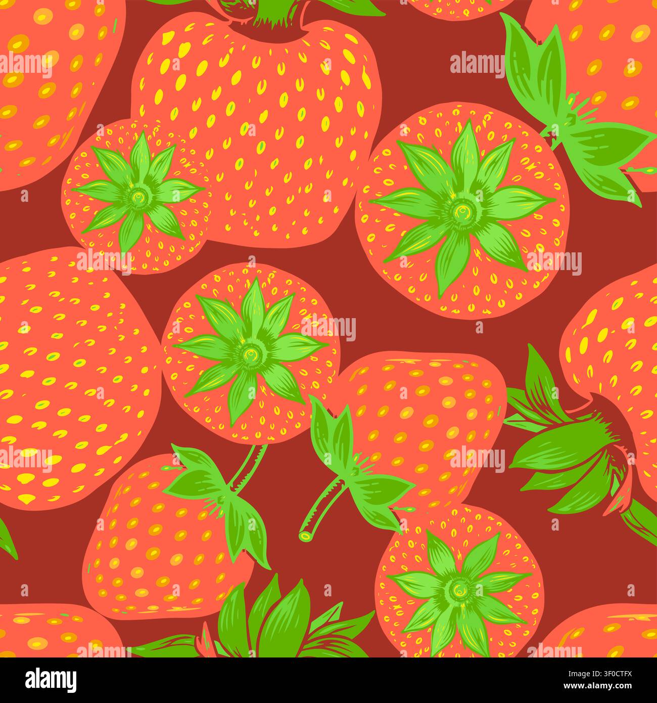 Strawberry seamless pattern . Not AI, vector illustration. Stock Vector