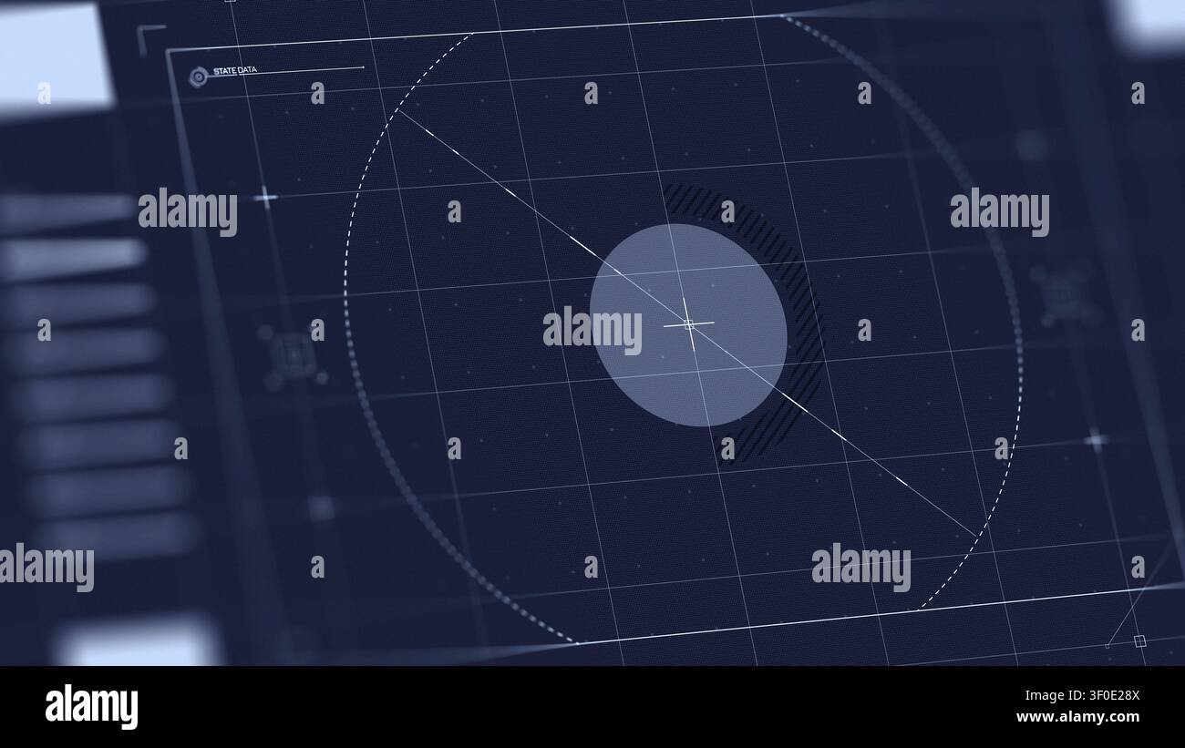 Surveillance system displaying facial recognition data in a dark setting Stock Photo