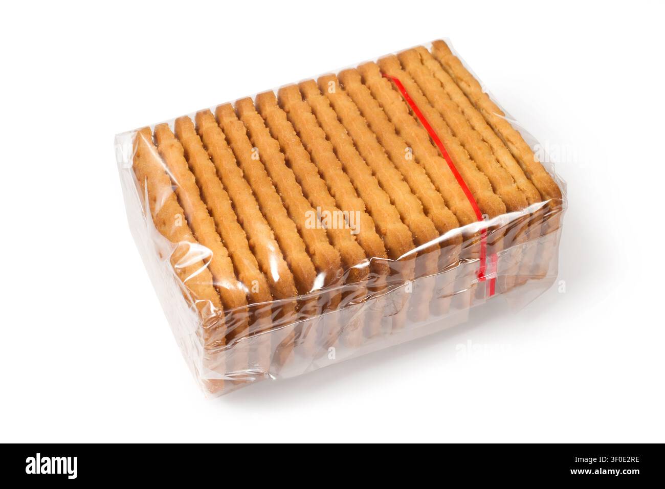 Packaging of biscuits on a white background. Biscuits in transparent packaging. Stock Photo
