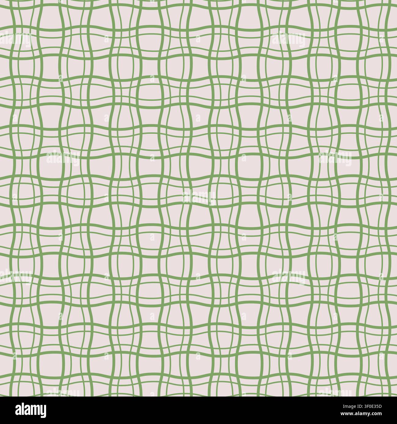 Green Wavy Grid Plaid Vector Pattern Stock Vector