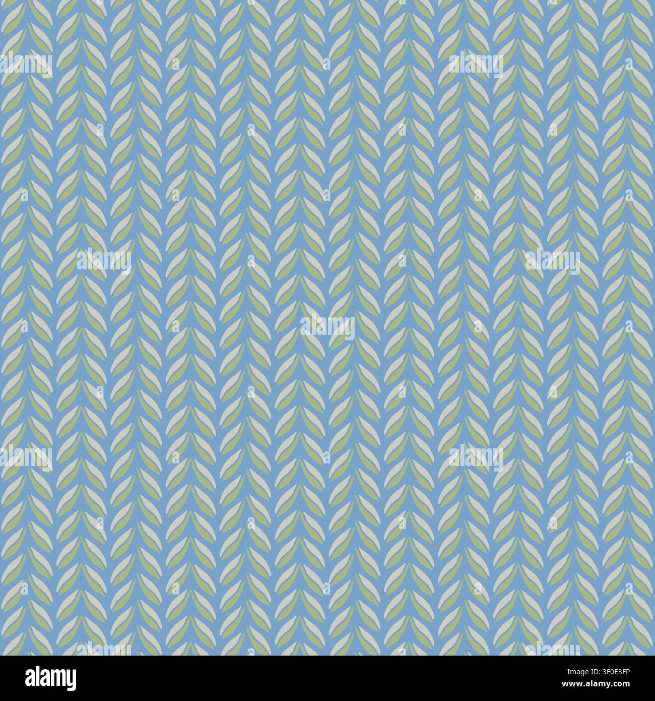 Blue Botanical Leaf Chevron Vector Print Stock Vector