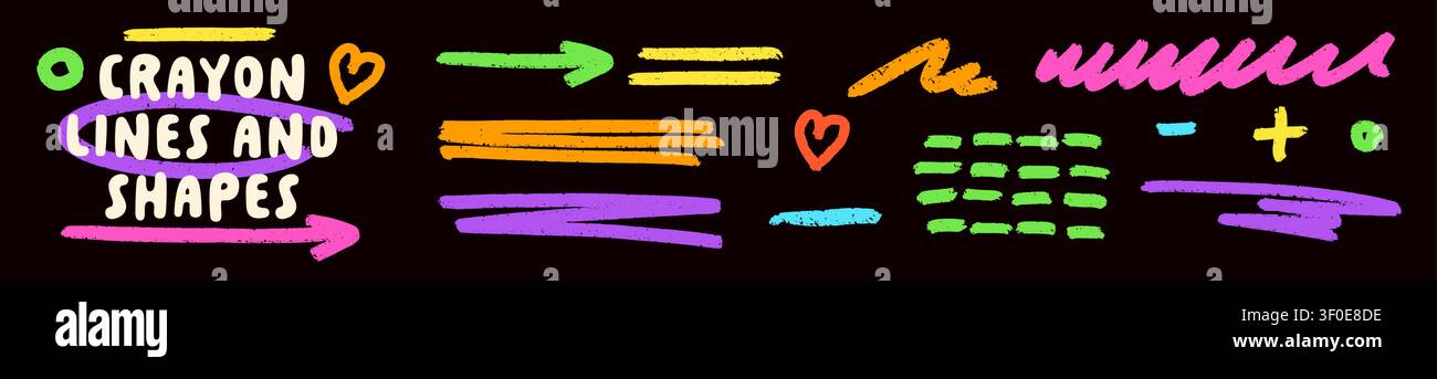 Color crayon scribble highlights on dark background. Stock Vector