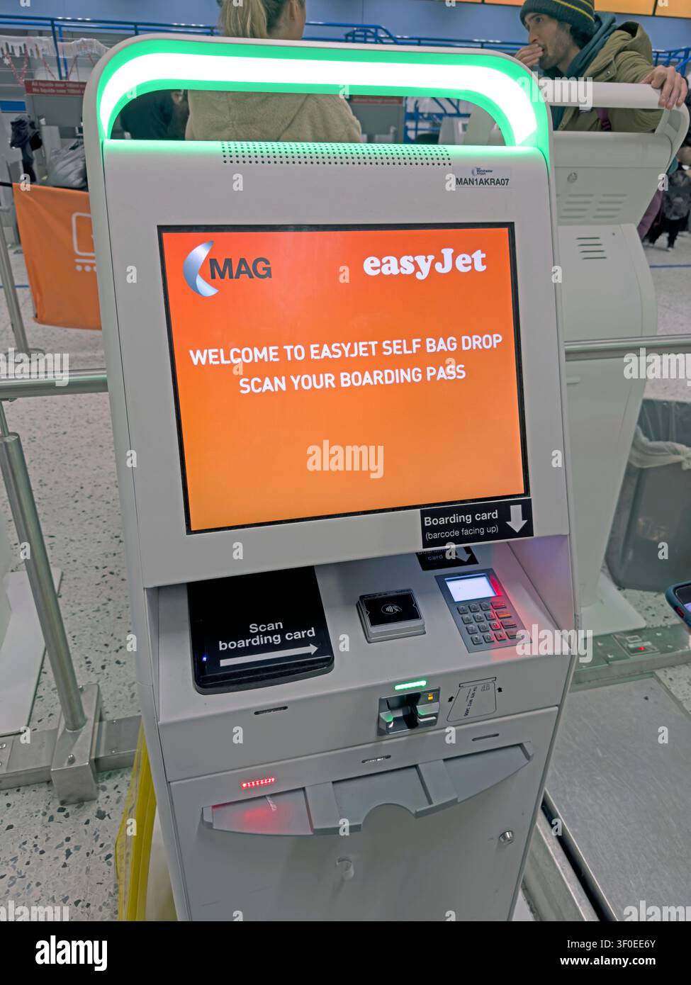 Easyjet airport bag drop check-in for flight Stock Photo