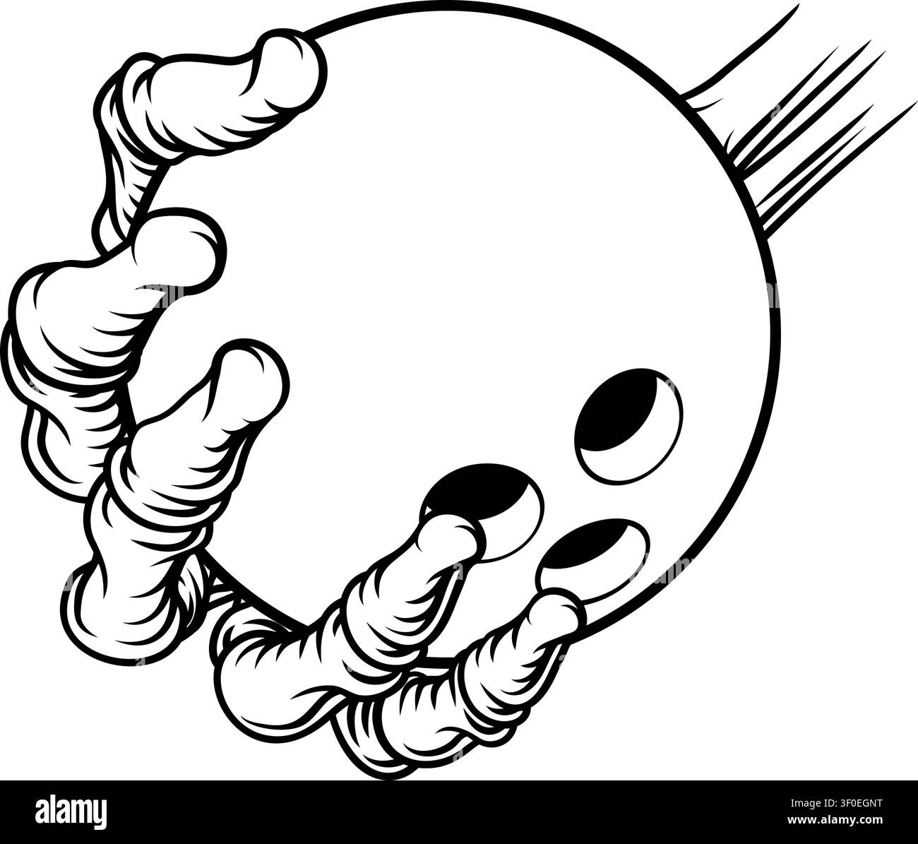 Skeleton Grim Reaper Hand Bowling Team Mascot Stock Vector