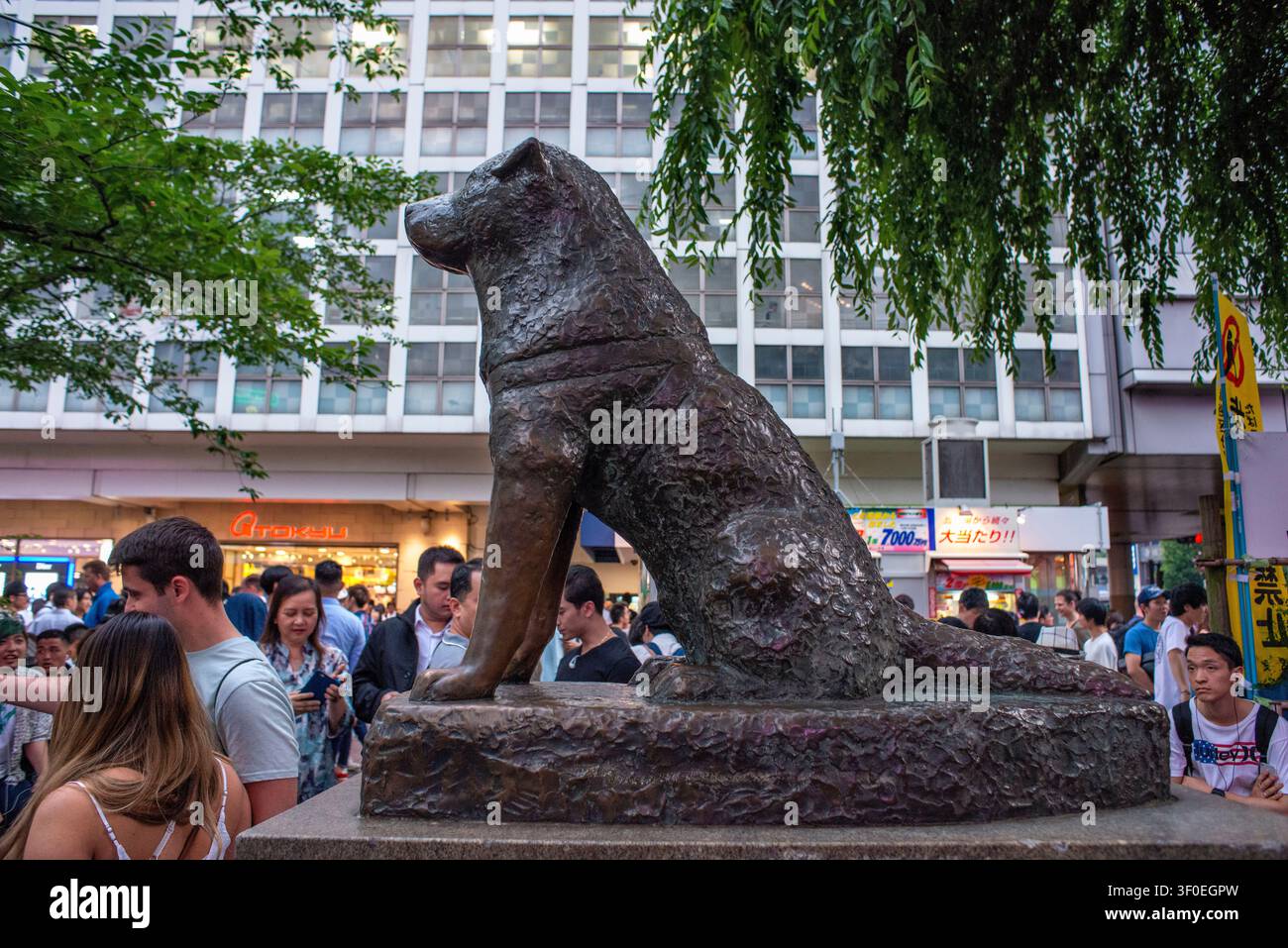 Hachiko dog statue shibuya tokyo japan hi-res stock photography
