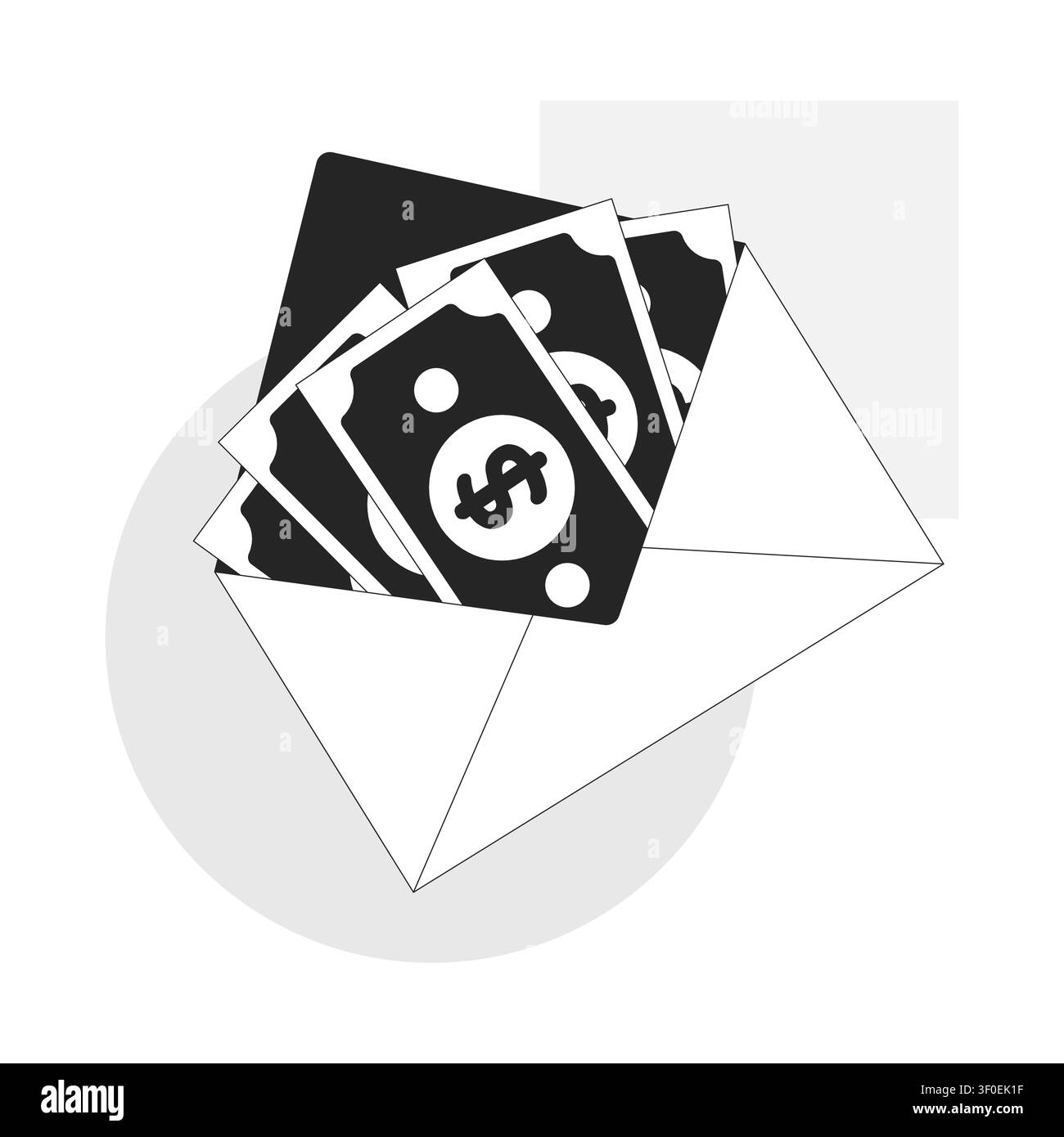 Bribe money in envelope line illustration concept Stock Vector