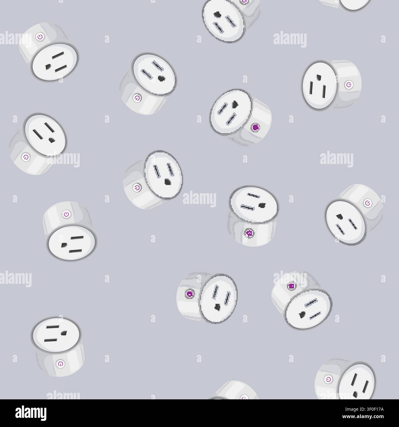 seamless pattern power smar plug cartoon. power smar plug sign vector Stock Vector