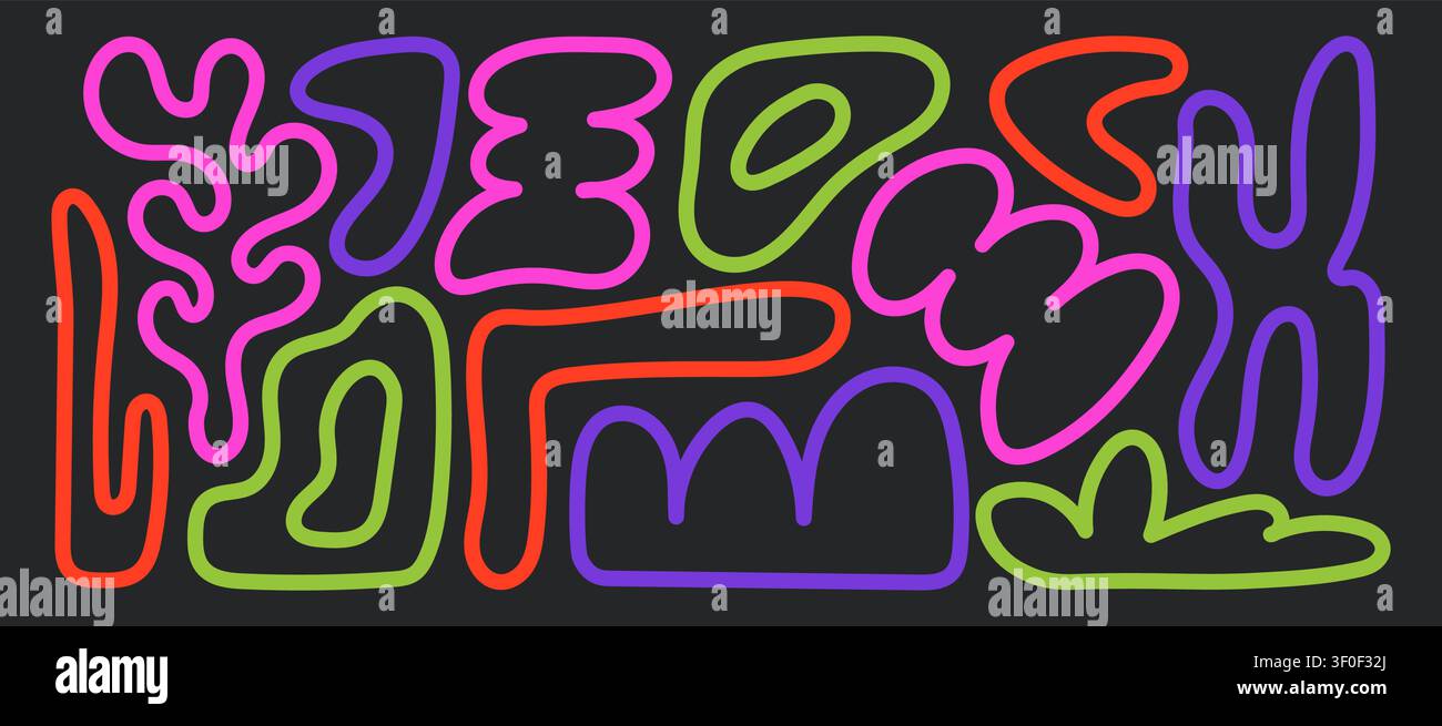 Neon Abstract Doodle Shapes Stock Vector