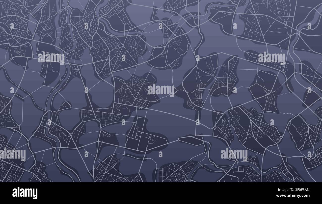 Monochromatic purple city map background with river. Vector illustration. Stock Vector