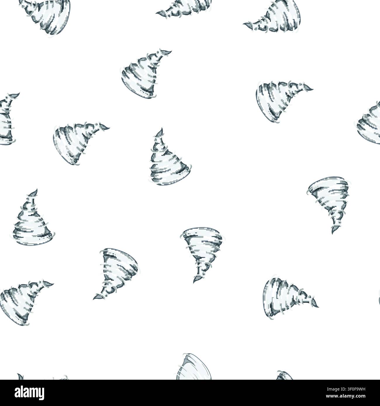 pattern funnel tornado cartoon. disaster destruction, cloud thunderstorm, clouds wind funnel tornado sign vector Stock Vector