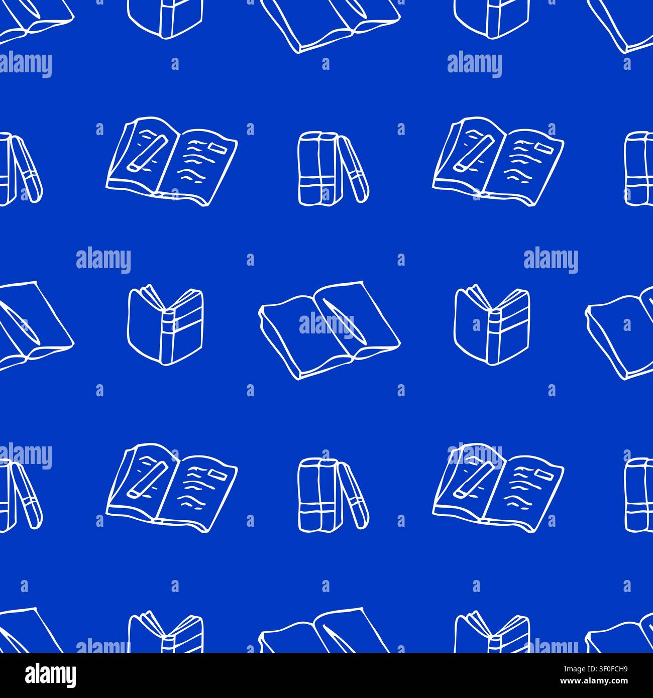 Seamless book doodle pattern with notebooks textbooks Stock Vector