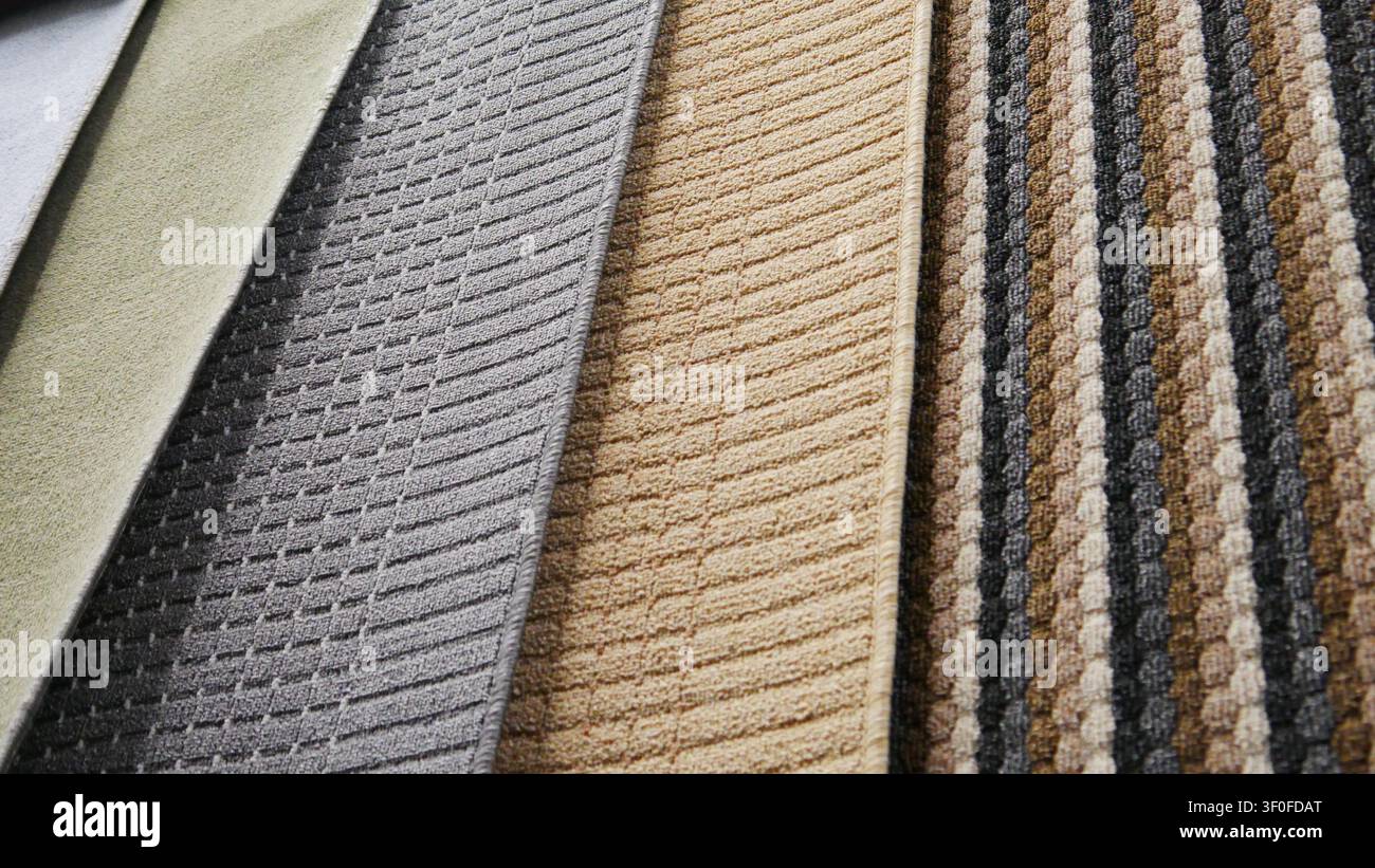Close-up many different carpet samples Stock Photo