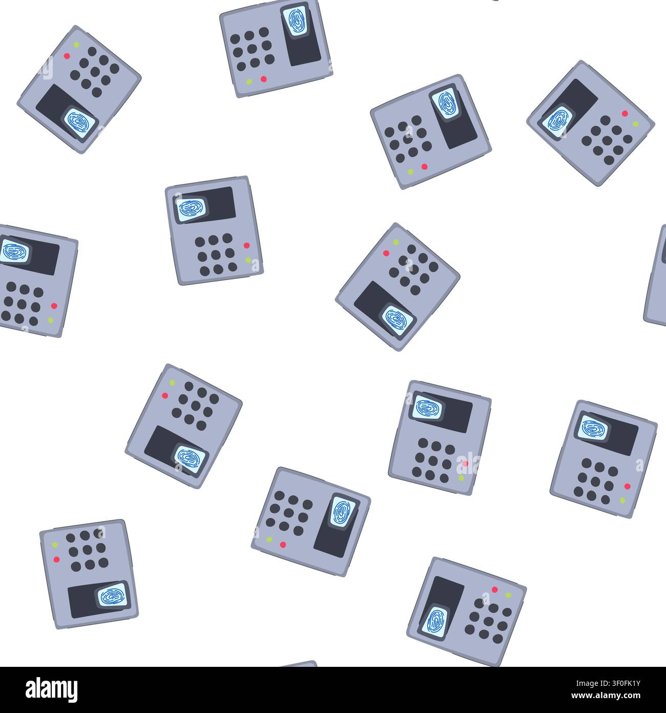 pattern recognition biometric security device cartoon. authentication iris, face palm, hand vein recognition biometric security device sign. seamless Stock Vector