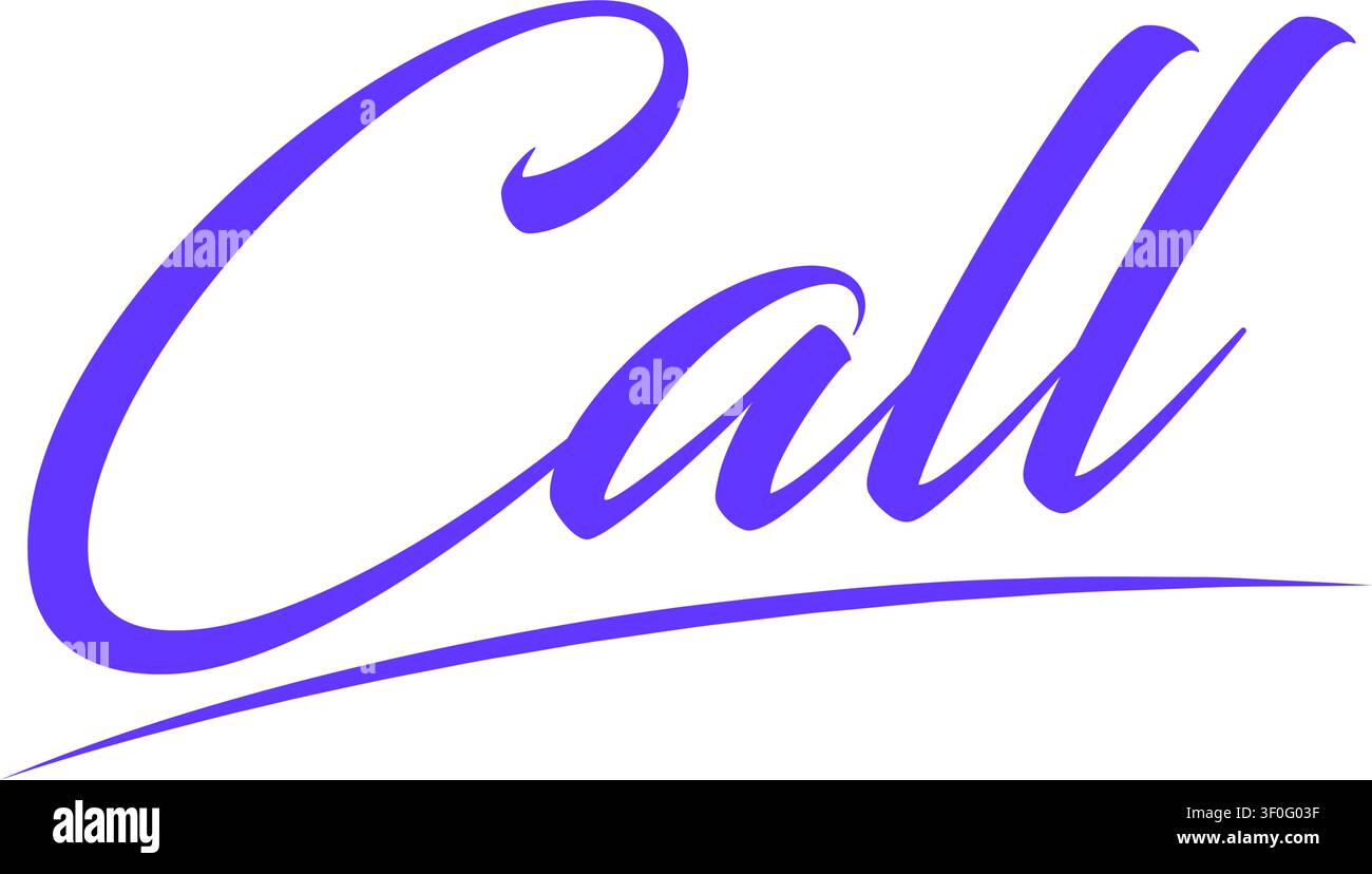 Cursive Call Text Effect call typography Stock Vector