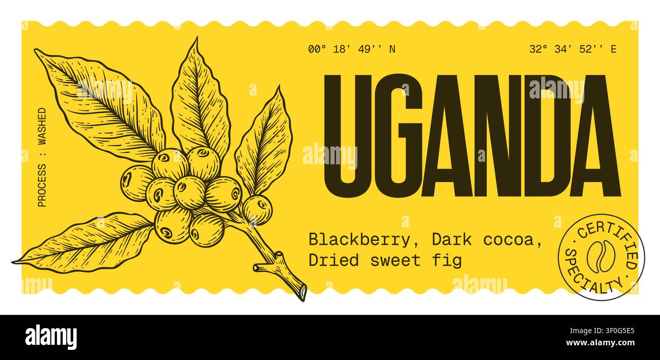 Coffee bean branch. Label, tag Stock Vector