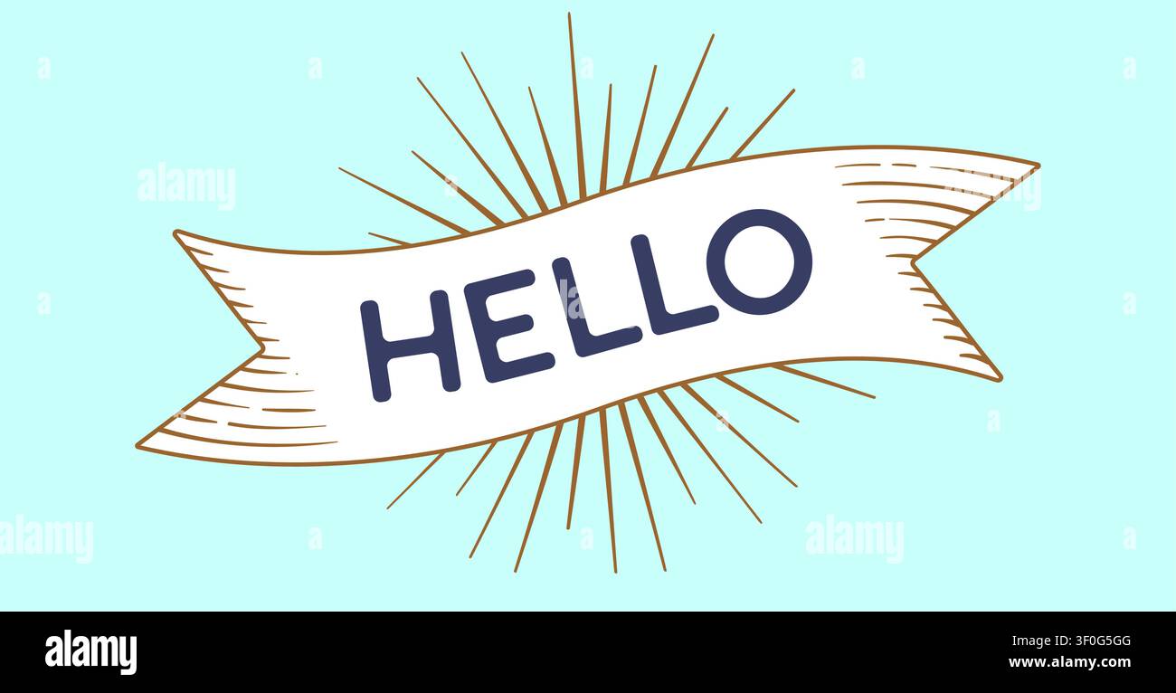 Hello. Banner ribbon. Vintage engraved Stock Vector