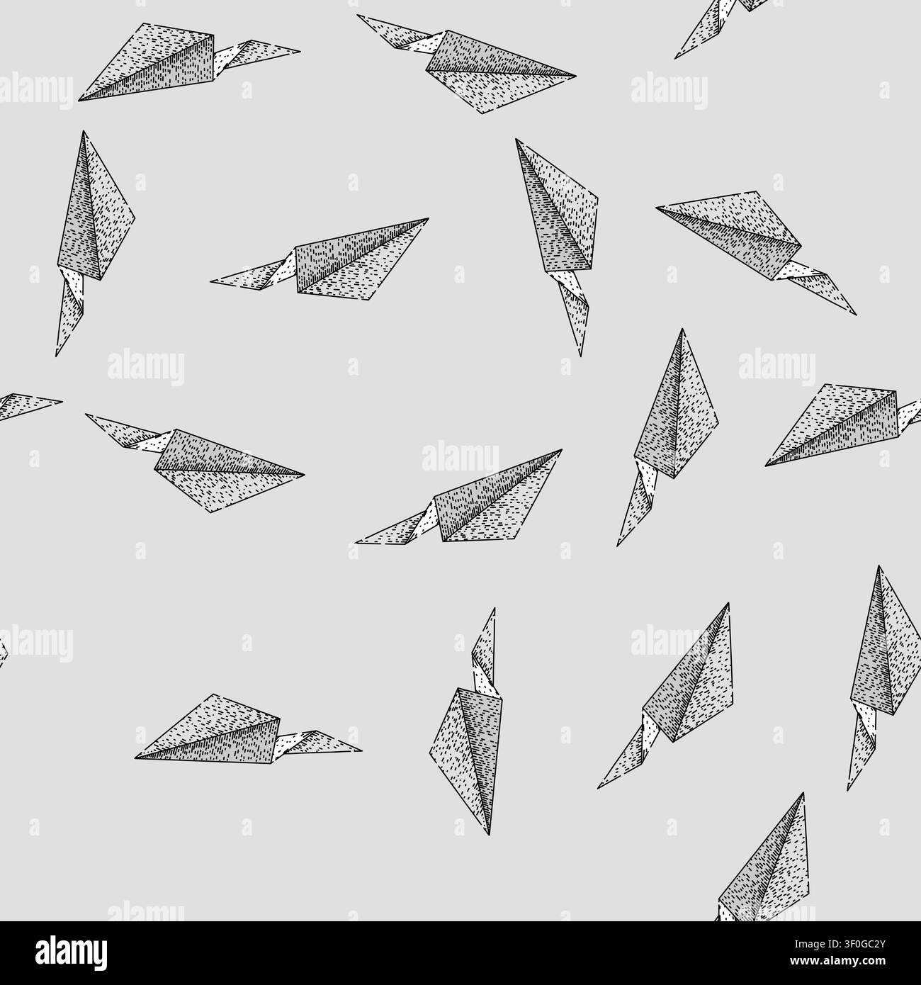 pattern wings paper plane hand drawn. glide throw, model craft, aerodynamics competition wings paper plane vector sketch illustration Stock Vector