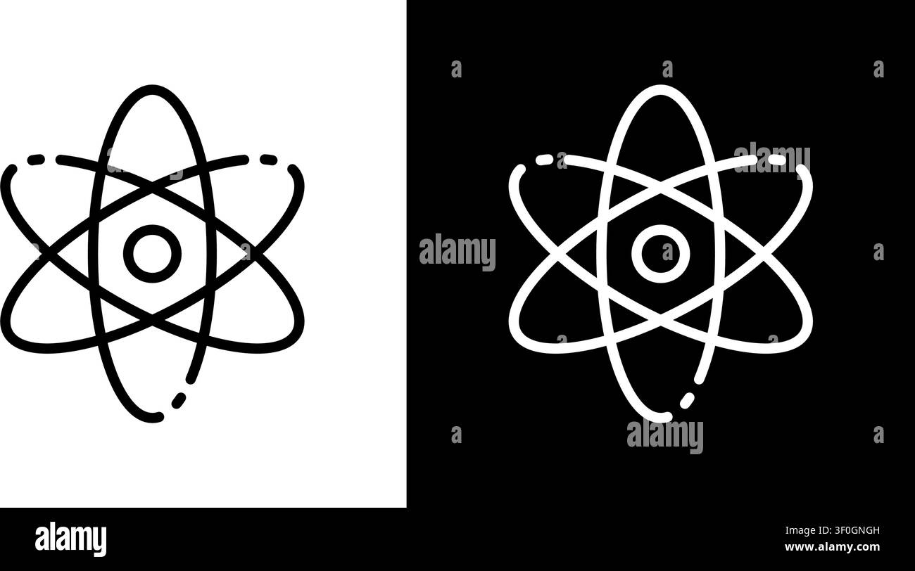 Atom Structure Line Icon Set. Science, Physics, And Chemistry Symbol Collection. Atomic Model Representation. Editable Stroke. Isolated Vector Stock Vector