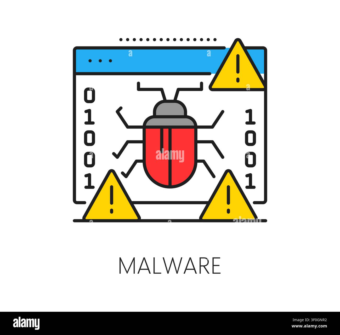 Software malware program code line icon or sign. Program code technology linear icon, application programing symbol. Computer system engineering sign Stock Vector