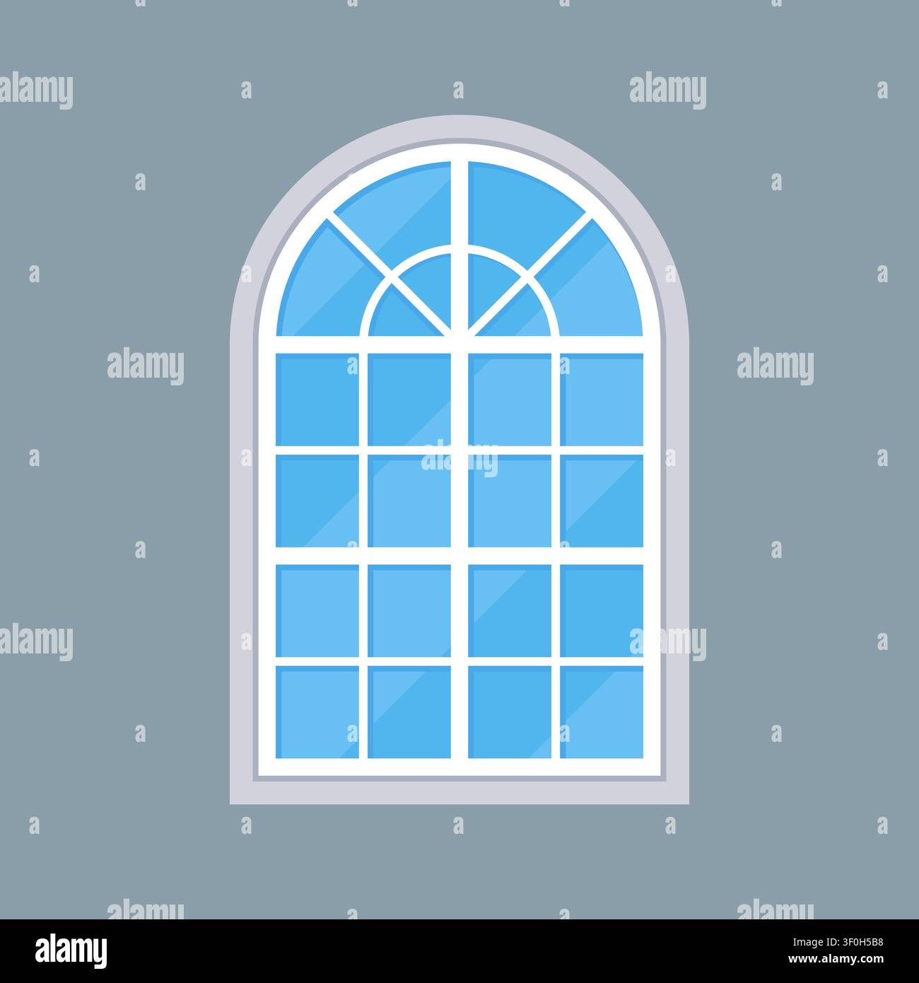 Closed Arched Window Flat Icon on Gray Background Vector Illustration Stock Vector