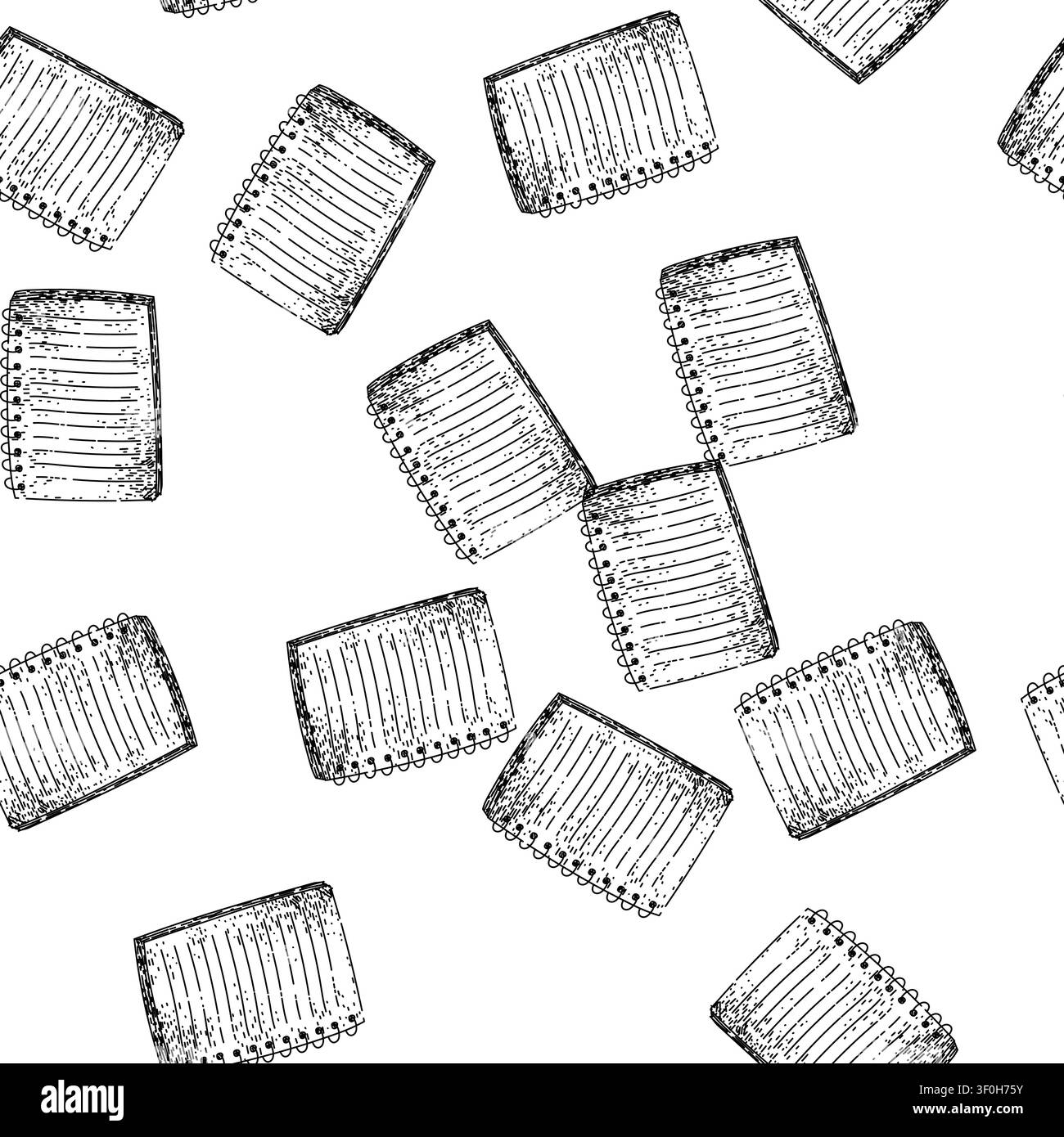 seamless pattern memo notepad hand drawn. list organize, save document, record scribble memo notepad black sketch illustration Stock Vector