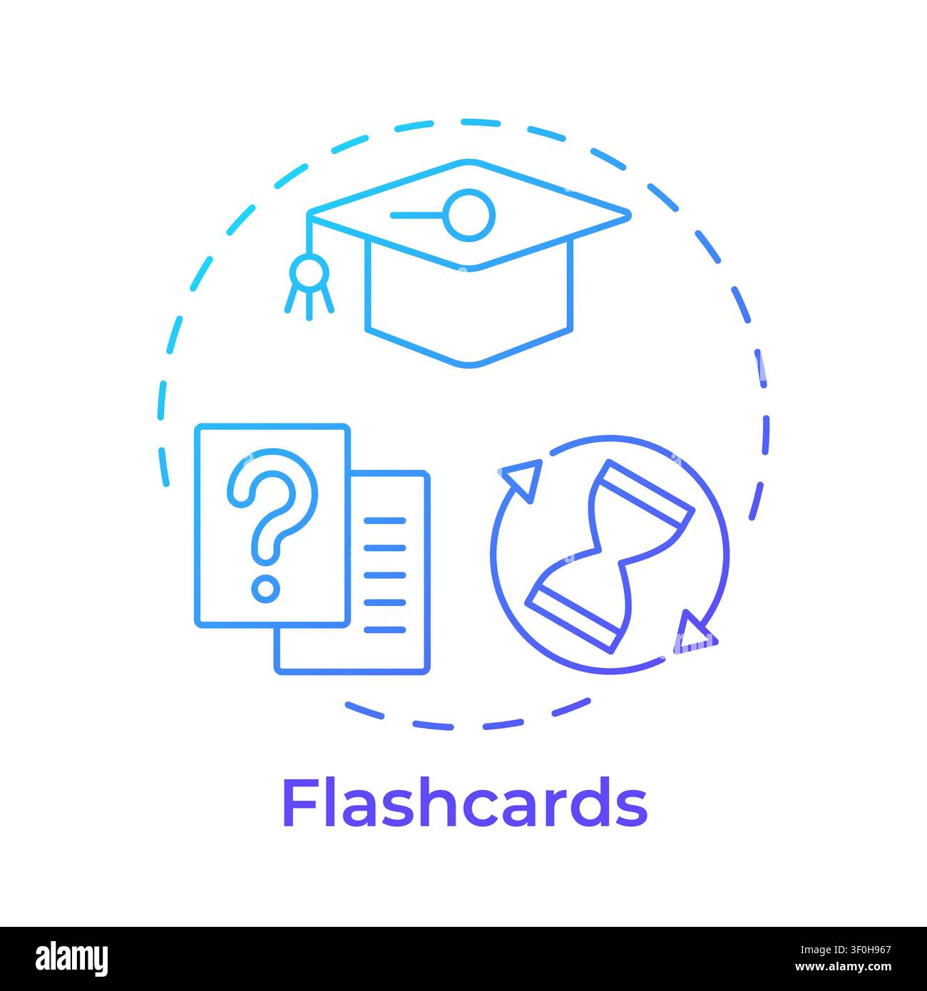 Flashcards blue gradient concept icon Stock Vector